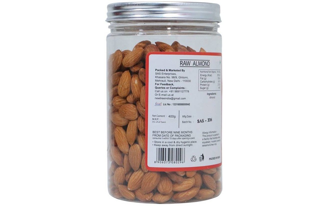 New Tree Raw Almond    Jar  400 grams